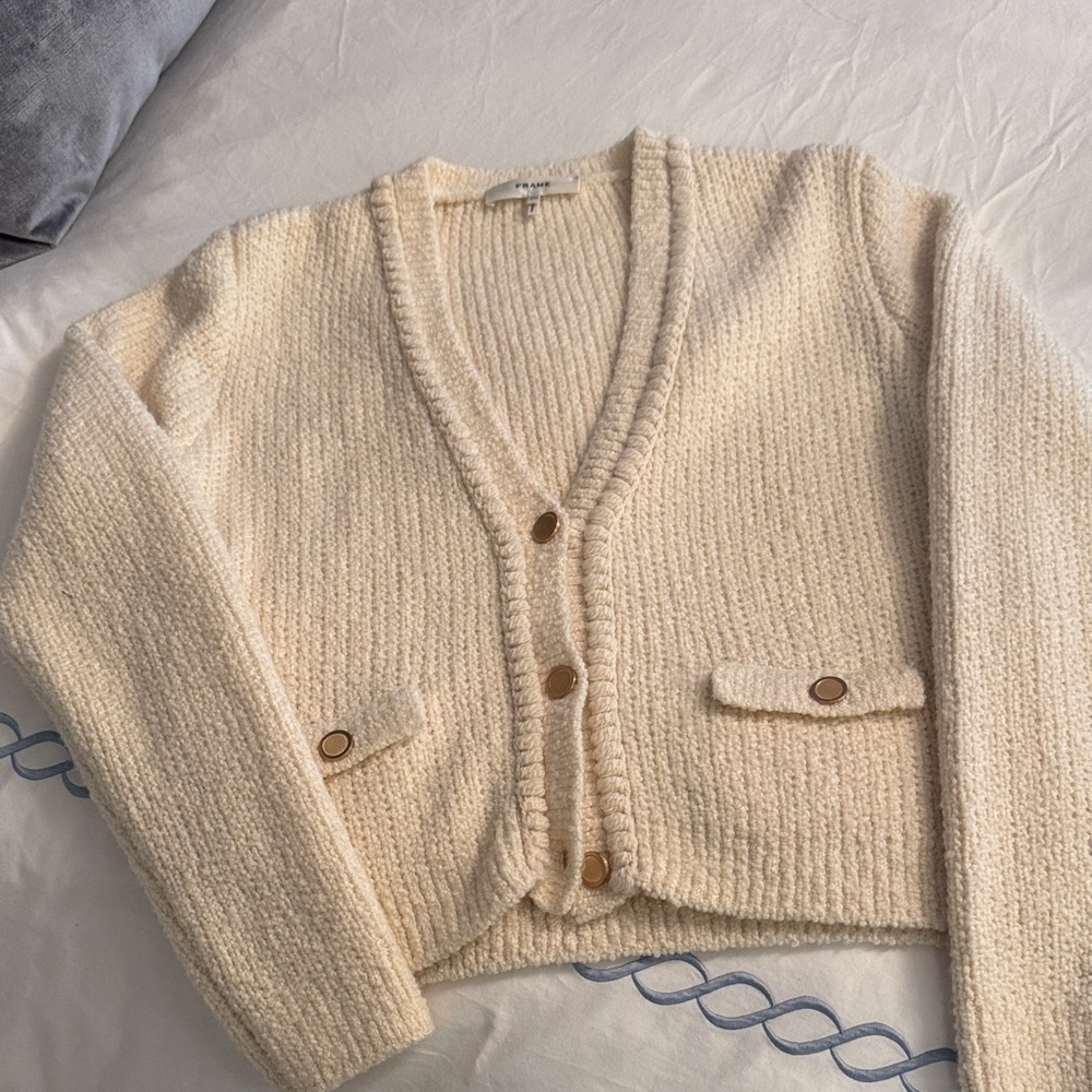 Frame Denim Cream Knit Cardigan - like new - size medium